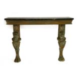 A marble top console table,
