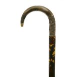 A Chinese silver and tortoiseshell walking stick,