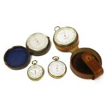 Four 'Pocket' barometers,