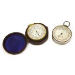 A silver pocket barometer,