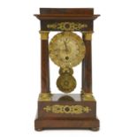A small French mahogany portico clock,