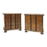 A pair of reproduction oak serpentine front commode chests,