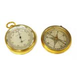 A brass-cased combination pocket barometer,