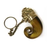 A Scottish horn and silver vinaigrette,