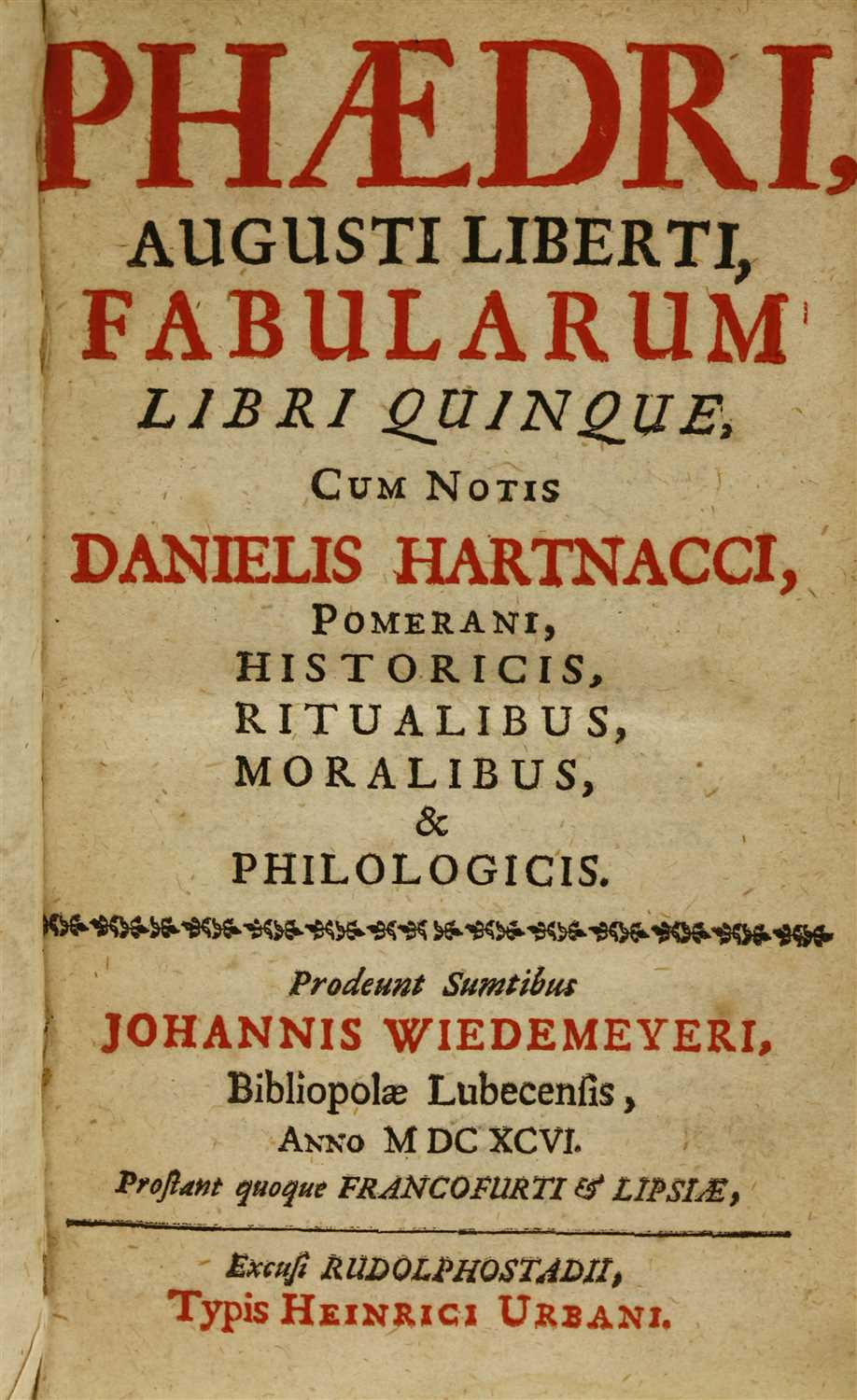 1- Hartnacci, D: Phaedri, Augusti Liberti, Fabularum Libri Quinque.. - Image 3 of 6