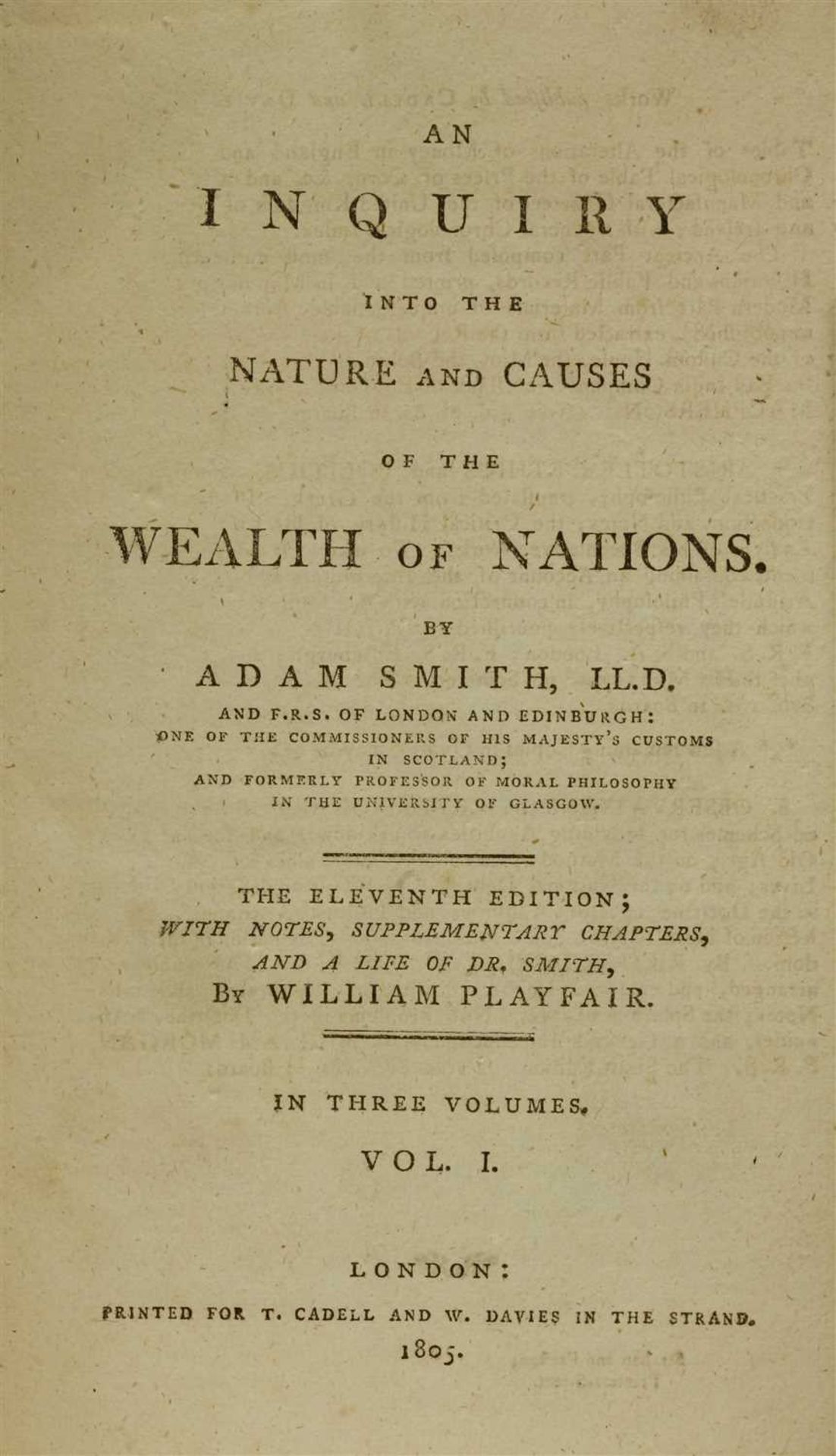 Smith, Adam: An Inquiry Into the Nature and Causes of the Wealth of Nations, - Image 2 of 2