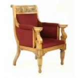 A large oak library chair,