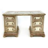 A painted pedestal desk,