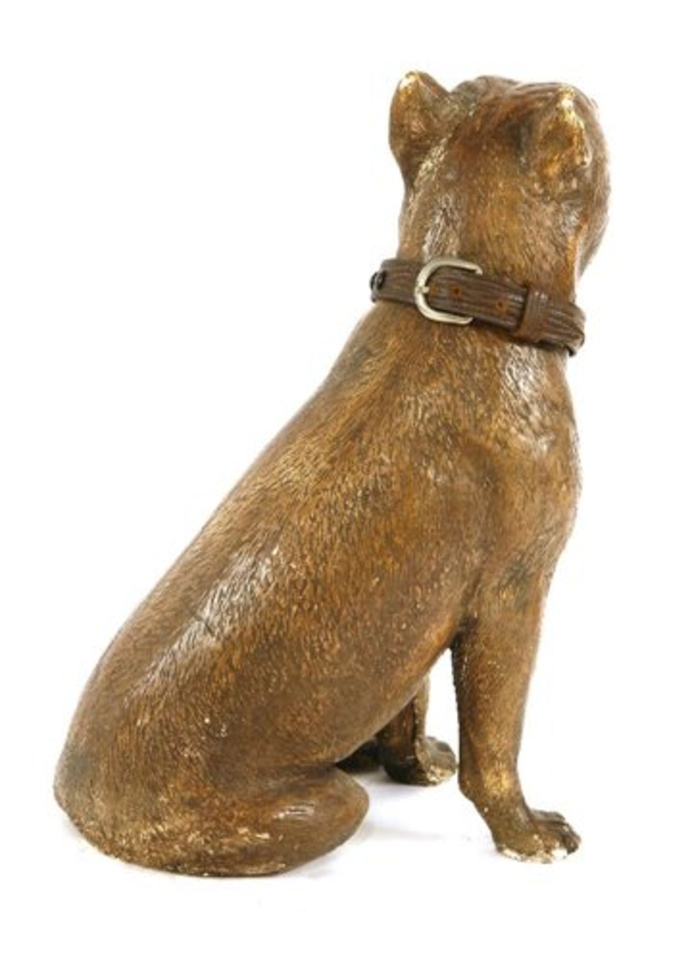 A terracotta model of a seated bulldog, - Image 2 of 2