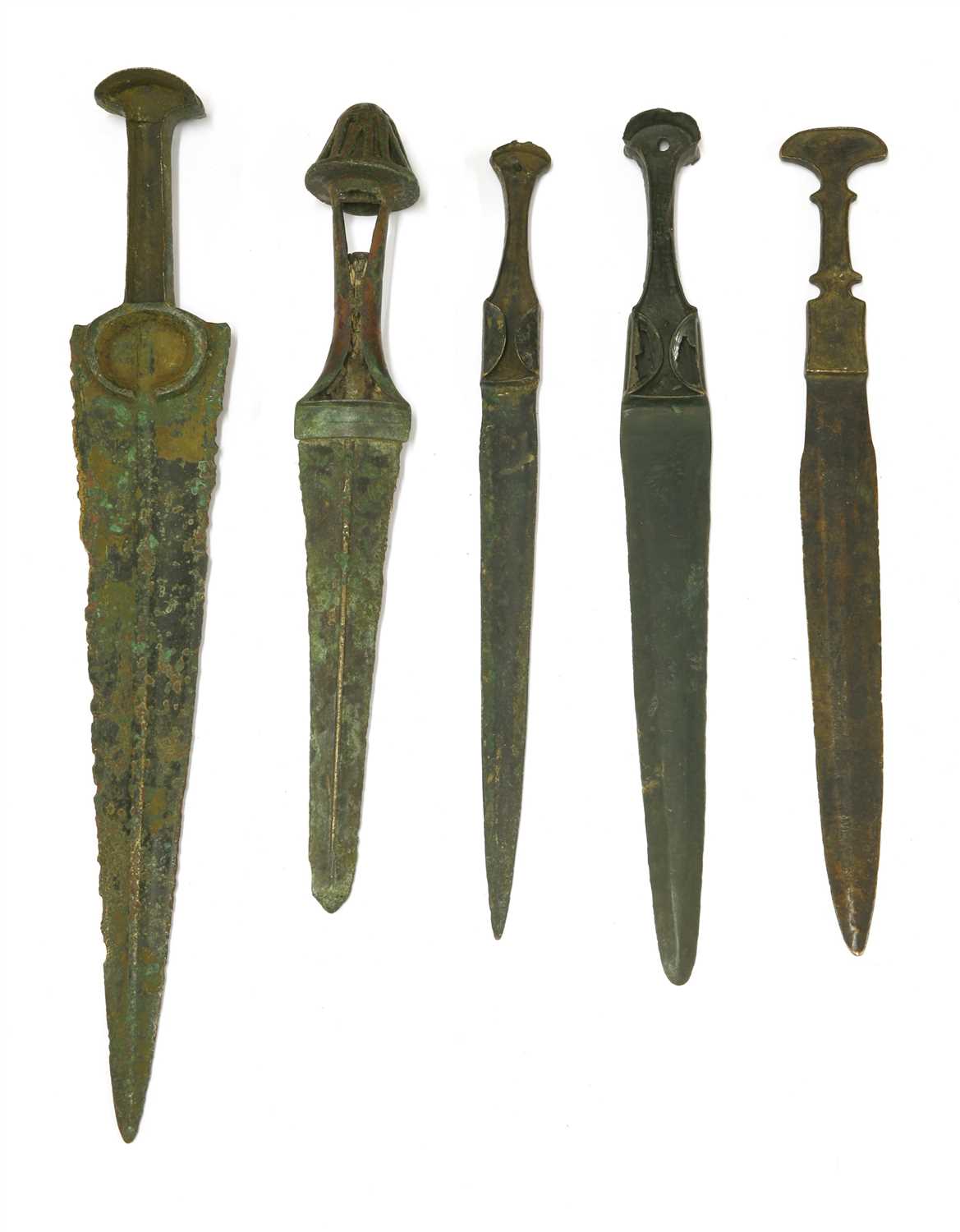 Five bronze daggers,