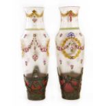 A pair of opaque glass vases,