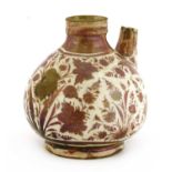 A Persian lustre hookah pipe base,