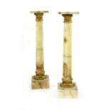 A pair of alabaster columns,