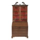 A George III mahogany bureau bookcase,