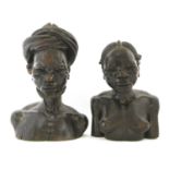 An African carved hardwood bust of a man,