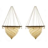 A pair of Fortuny Venetian glass ceiling light shades,