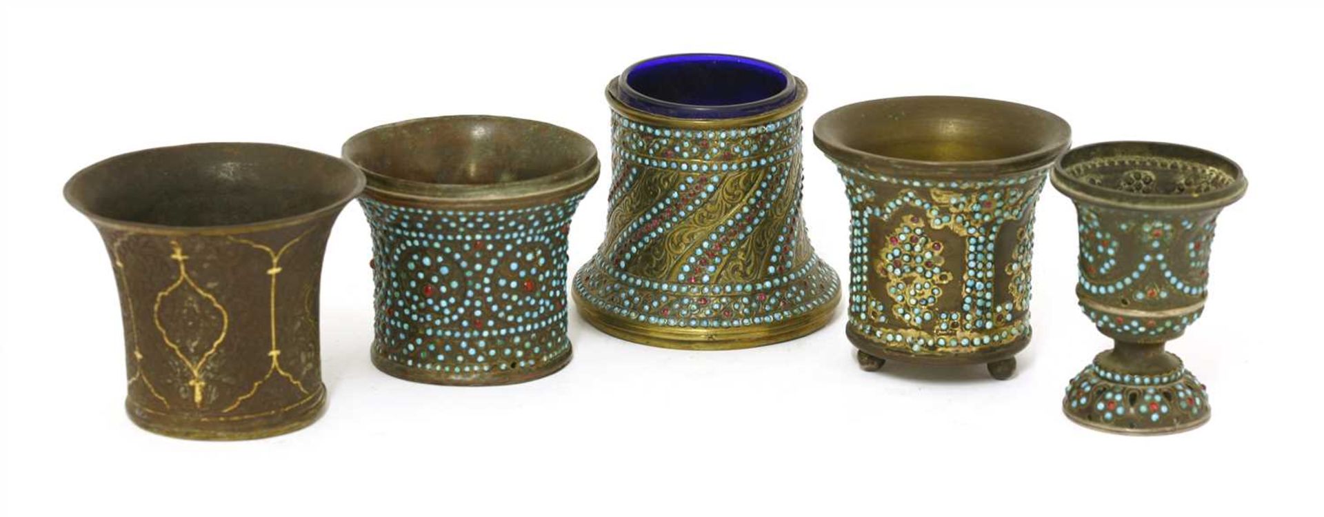 Five Islamic hookah bowls,