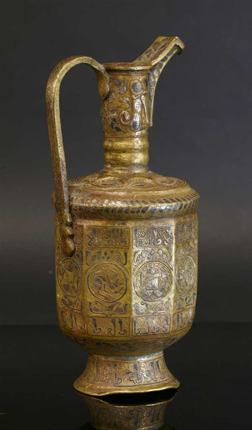 A Persian brass inlaid spouted ewer, - Image 4 of 4