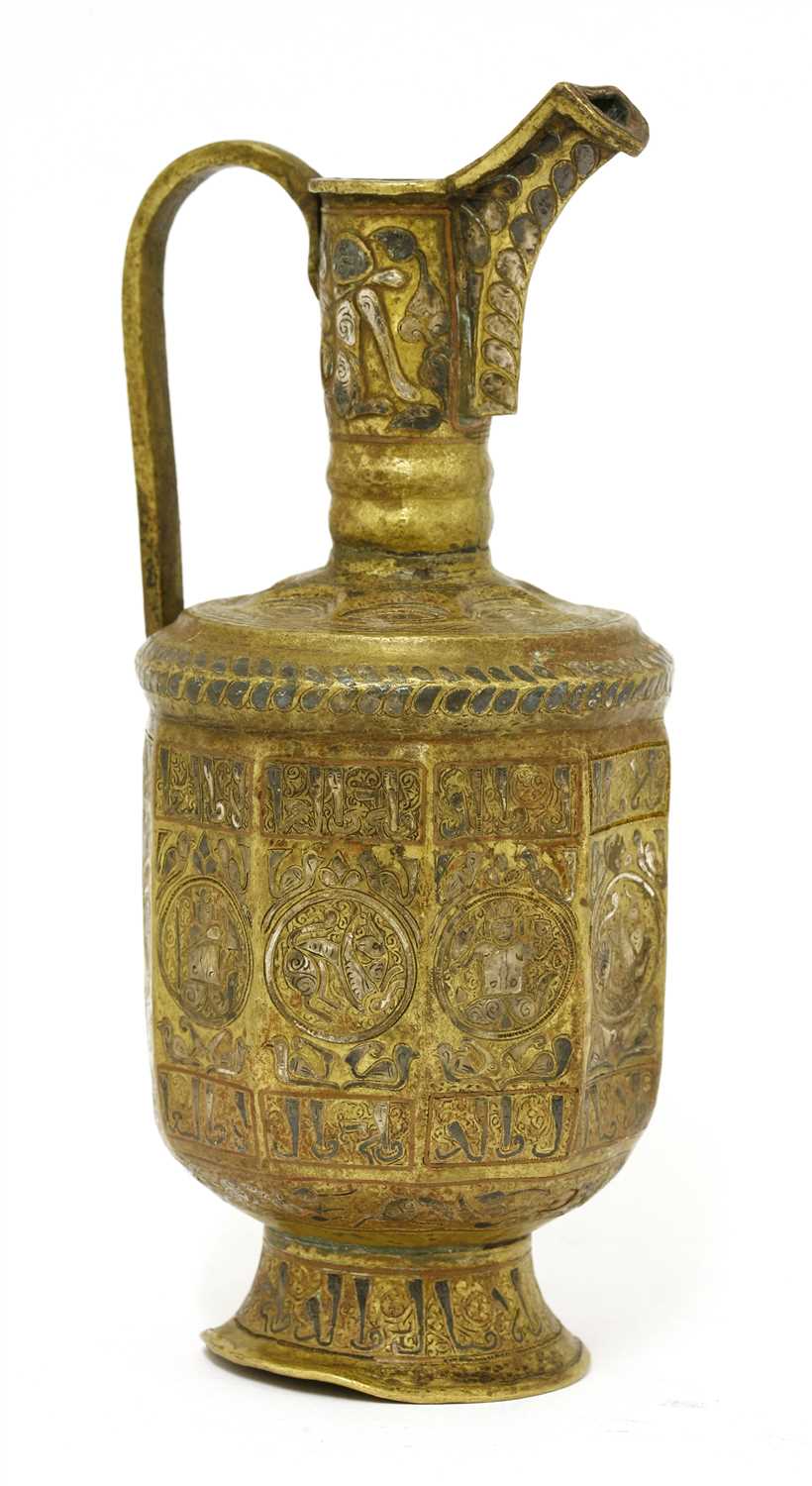 A Persian brass inlaid spouted ewer, - Image 2 of 4