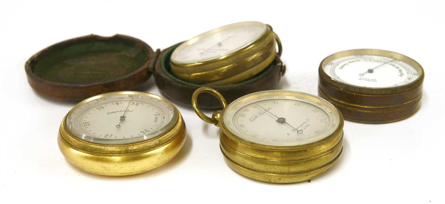 Four brass-cased pocket barometers, - Image 2 of 2