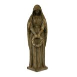 A French carved and painted wooden figure of a female in mourning,