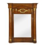 A Continental walnut pier mirror,