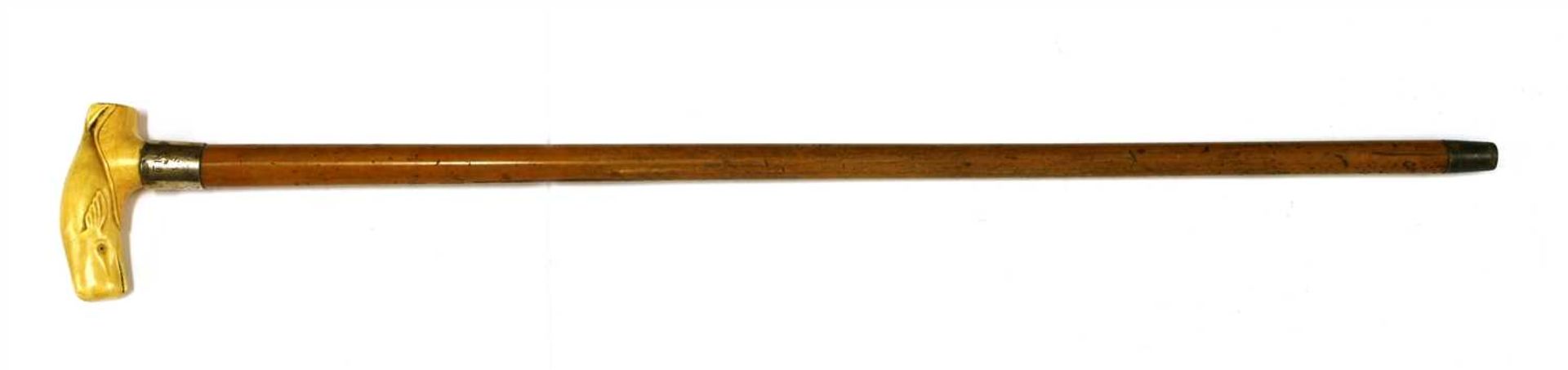 A marine ivory and malacca walking stick, - Image 2 of 2