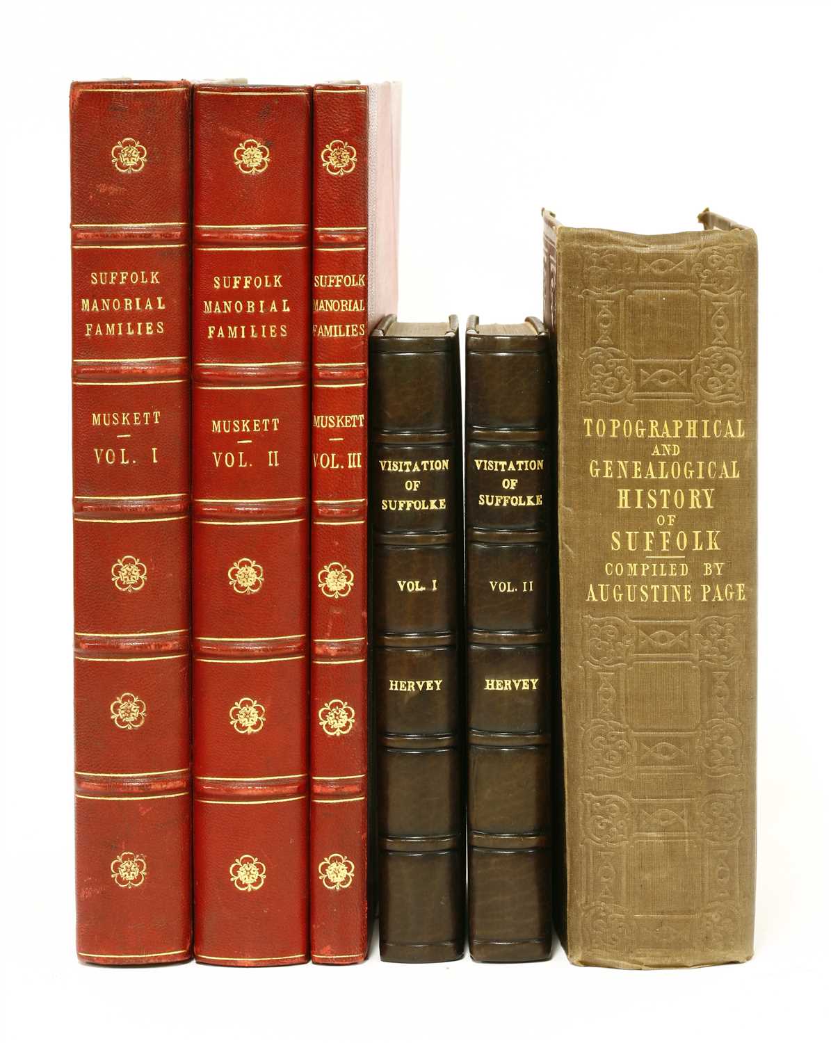 SUFFOLK: 1- Muskett, J J: Suffolk Manorial Families, two volumes PLUS the rare volume three,