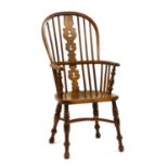 A 19th century ash and elm Windsor chair,