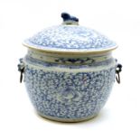 A Chinese porcelain twin handled pot and cover,