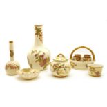 A collection of Royal Worcester ivory and gilt porcelain items,