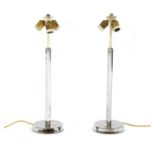 A pair of mid-century chrome table lamps,