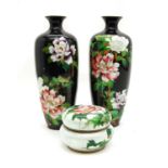 A pair of Japanese cloisonné vases,