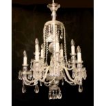 A 20th century ten light cut glass chandelier,