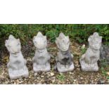 A set of four composite stone mythical beasts,