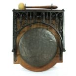 A blacksmith made wall mounted gong and beater,