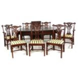 A set of eight Chippendale style mahogany chairs,