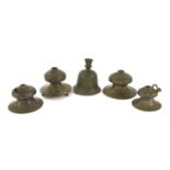 Five bidri hookah pipe bases,