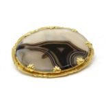 A Victorian gold mounted banded agate brooch,