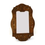 An inlaid walnut wall mirror,