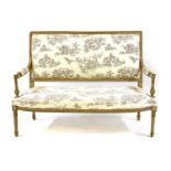 A Swedish style painted salon settee,