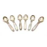 Set of six Georg Jensen 'acorn' spoons