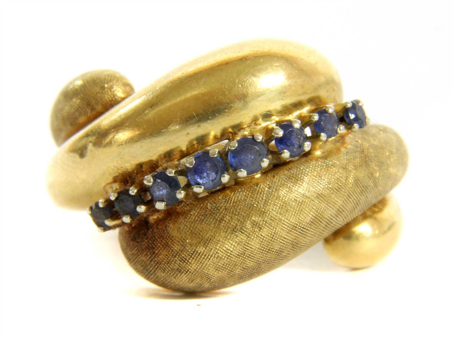 A sapphire bombe ring,