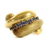 A sapphire bombe ring,