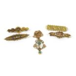 Five items of jewellery,