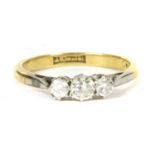 A three stone diamond ring,