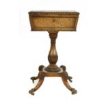 An early 19th century possibly burr elm teapoy,