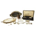 A collection of silver and plated items,