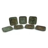 A set of seven Chinese bronze calligraphic dishes,
