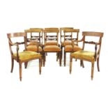 A set of eight mahogany bar backed dining chairs,